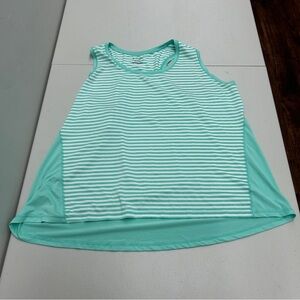 Tek Gear Asymmetrical Green and White Sleeveless Tank Top